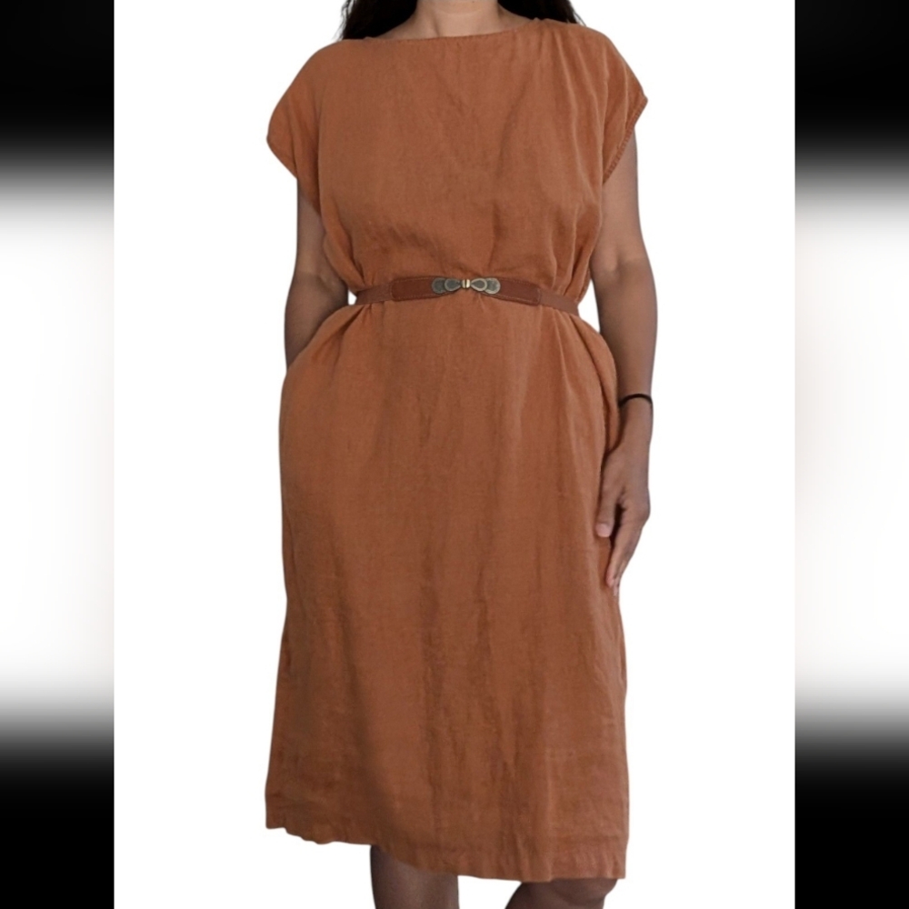 Black Crane 100% Linen Dress Size M